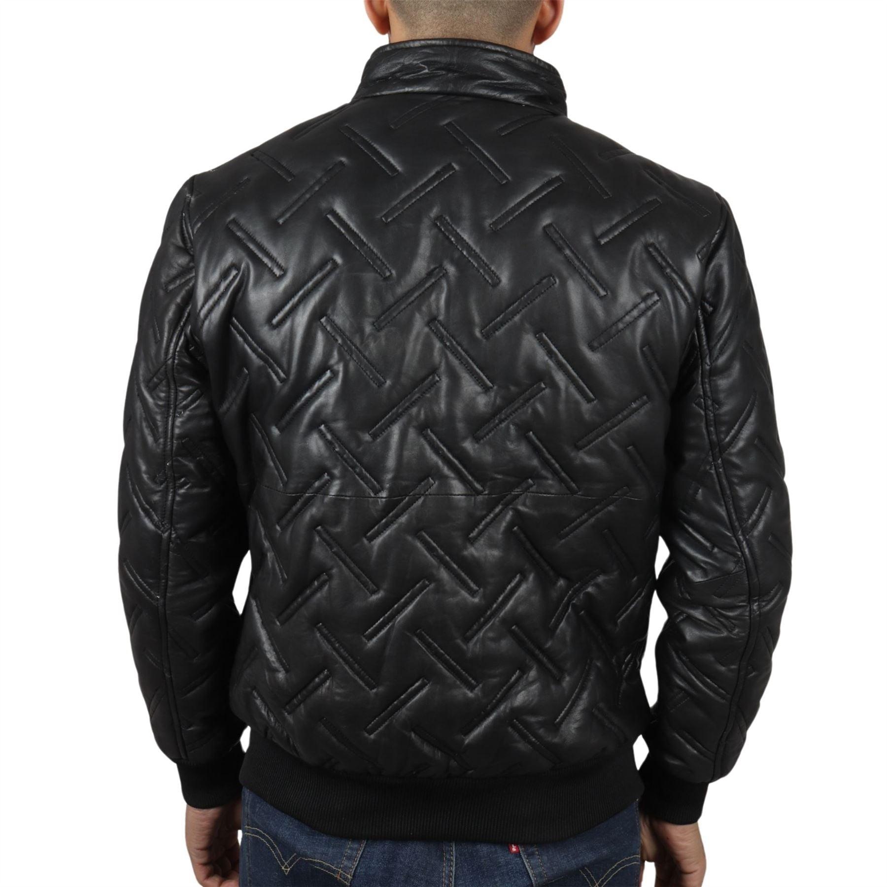 Men's Puffer Quilted Bomber Jacket Real Leather Casual - Knighthood Store