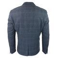 Mens Blue Check Blazer Herringbone Tweed Vintage Tailored Fit Grey Velvet - Knighthood Store