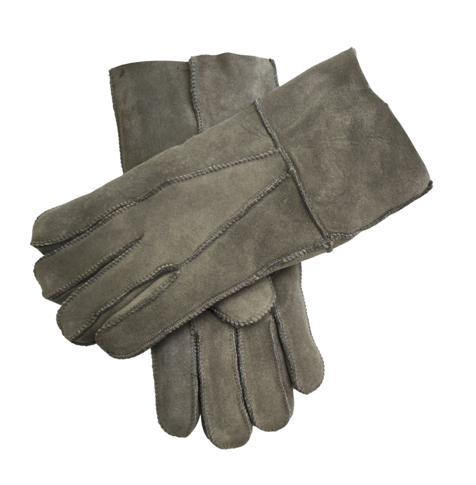 Unisex Suede Leather Shearling Wool Lined Thermal Gloves