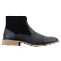 Mens Real Suede Leather Boots Slip on Side Zip Smart Casual Black Navy Blue - Knighthood Store