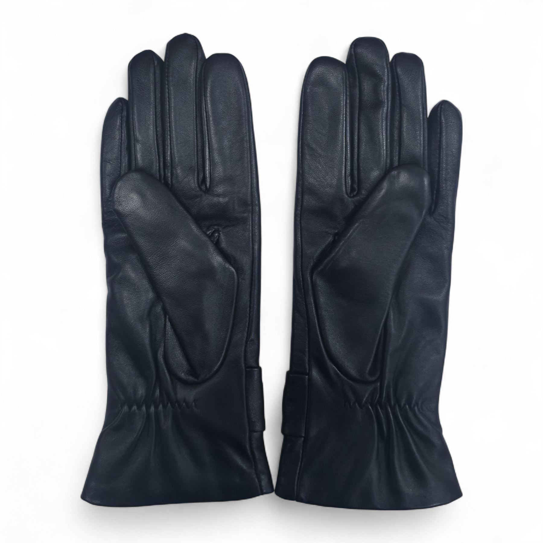 Women's Leather Wool Lined Bow Knot Accent Gloves