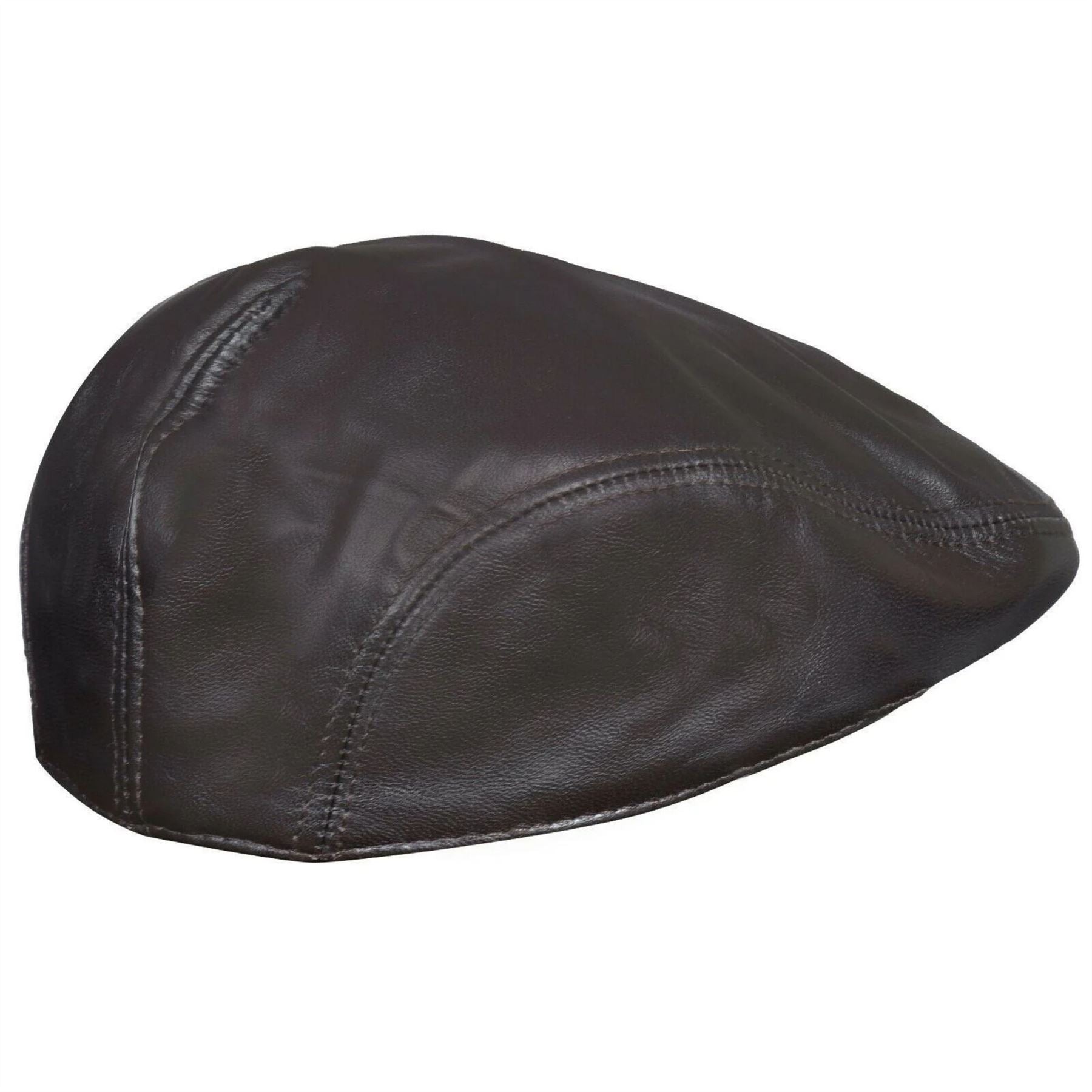 Men's Real Leather Ivy Newsboy Peaked Flat Cap