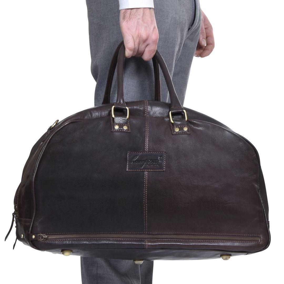 Mens Hand Made Real Leather Overnight Travel Gym Weekend Bag Duffle Carry On - Knighthood Store