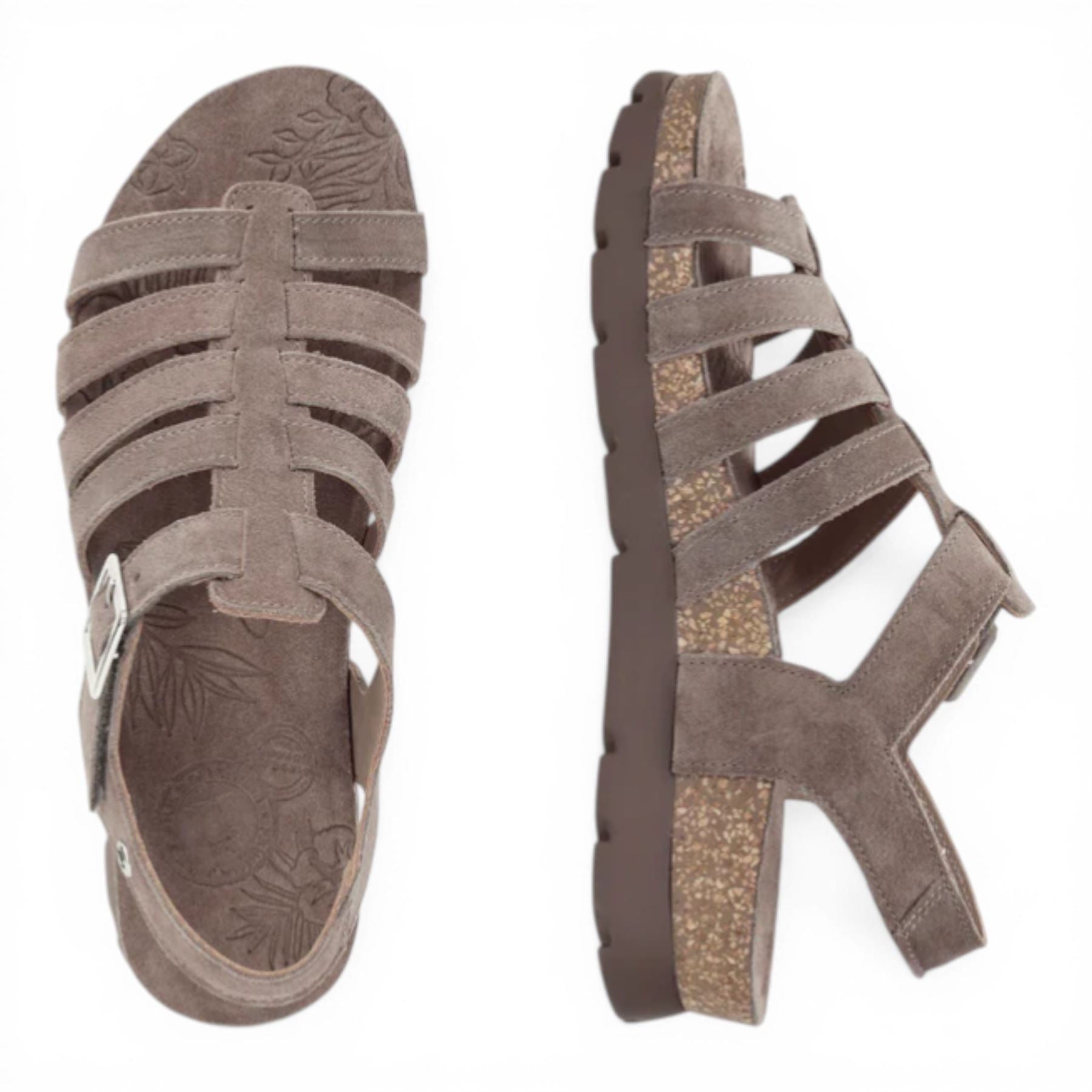 Sasha B6 - Women’s Wedge Stone Grey Suede Leather Sandals