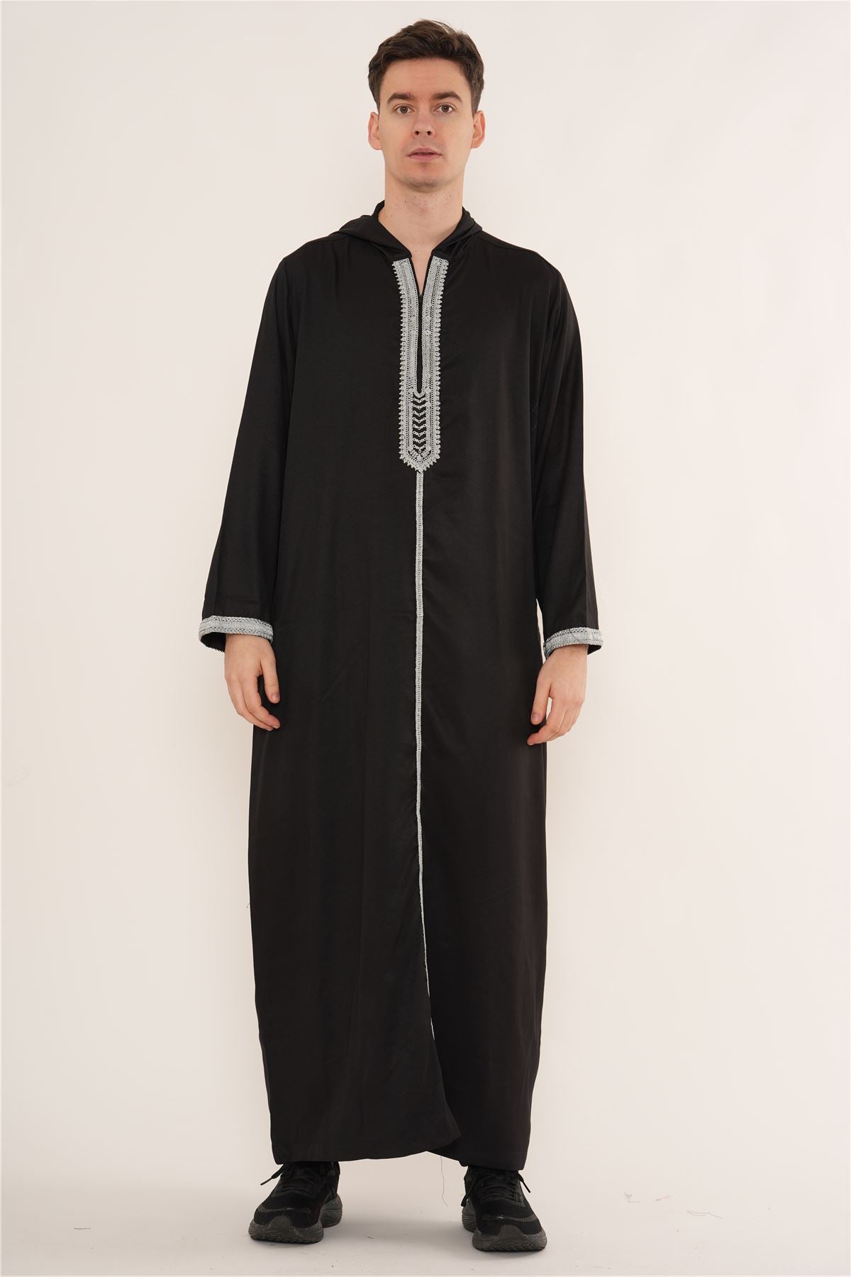 Men's Hooded Gandoura Embroidery Moroccan Thobe