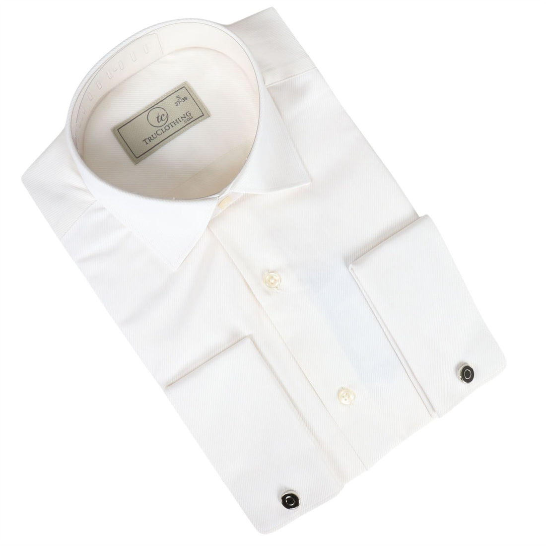 Men's Cream Long Sleeve Regular Fit Double Cuff Twill Oxford Shirt