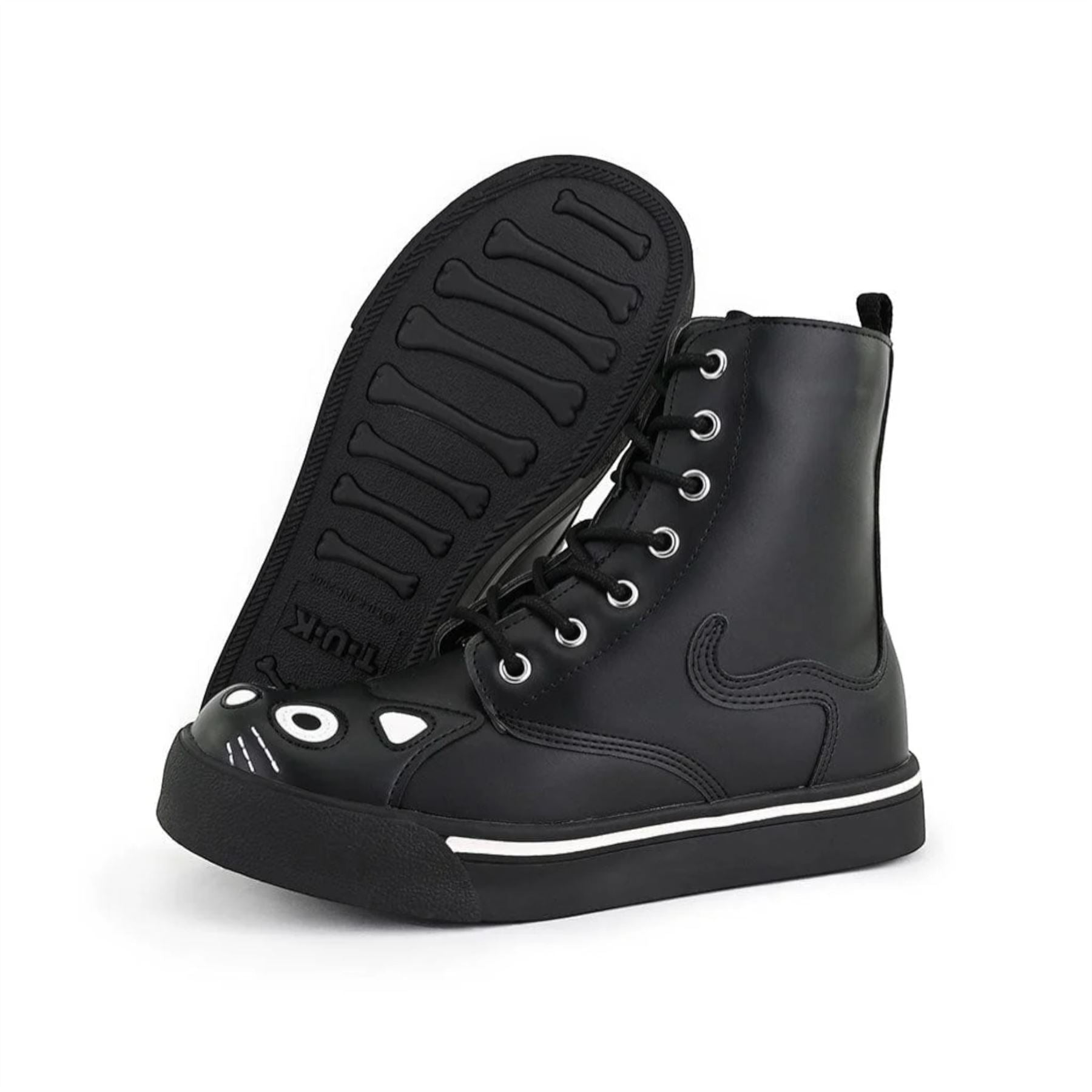 Women's Kitty Black Vegan Leather Combat Sneaker Boots