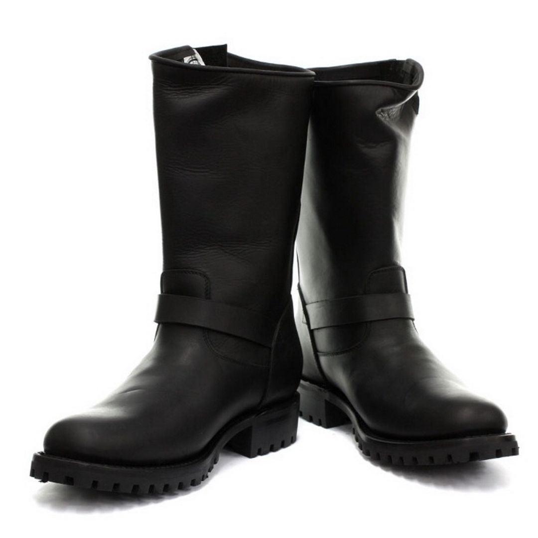 Mens Real Leather Military Hi Boots Black Ginders Wild One Punk Rock Goth - Knighthood Store