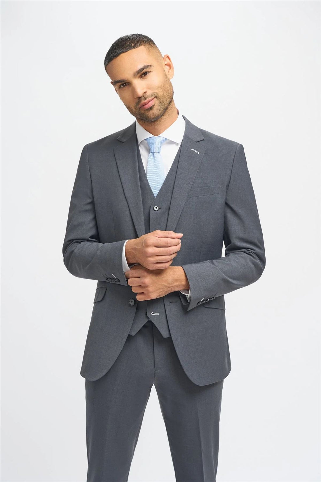 Men's Suit Charcoal 3 Piece Tailored Fit Formal Wedding Dress