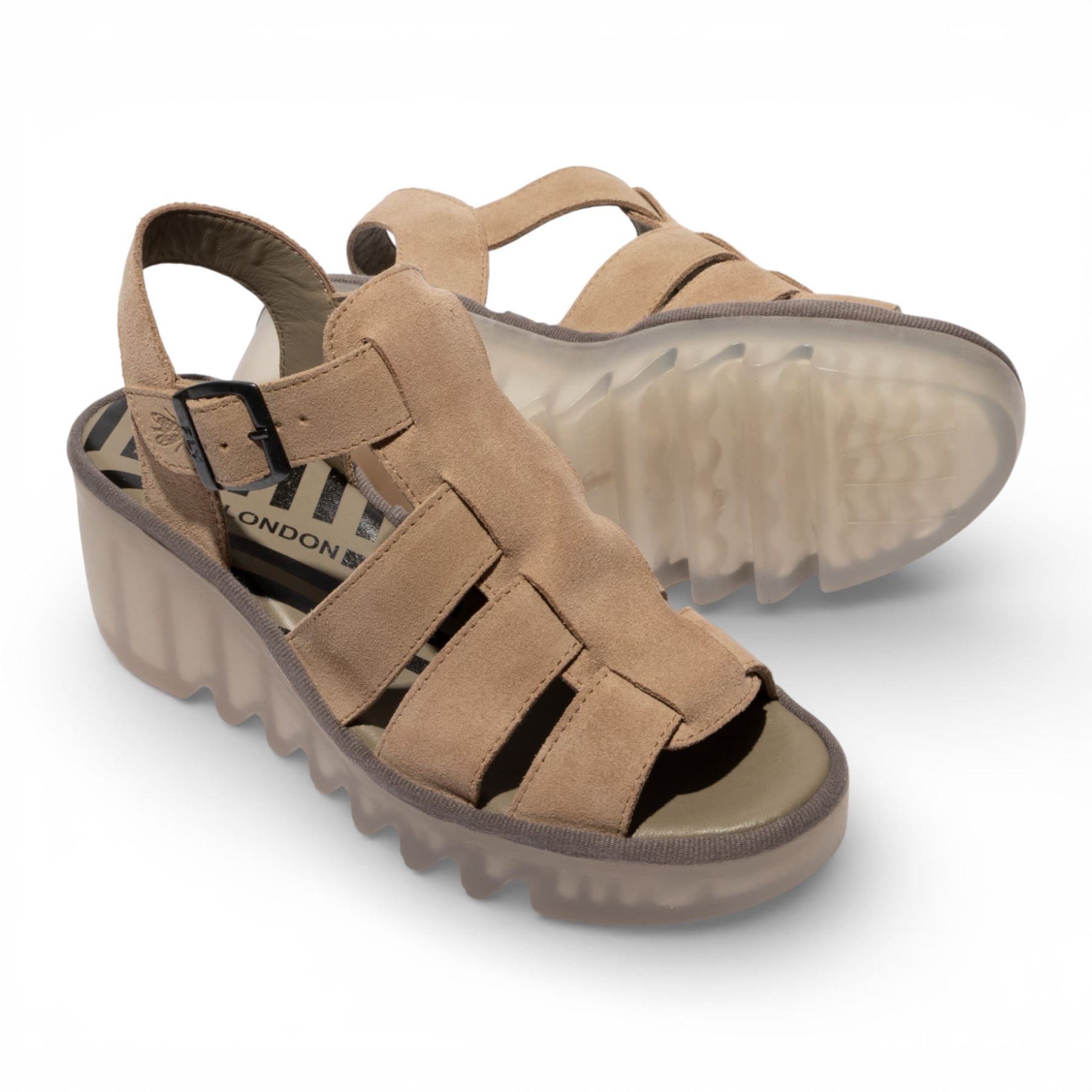BAIC621FLY - Women’s Taupe Suede Leather Wedge Sandals