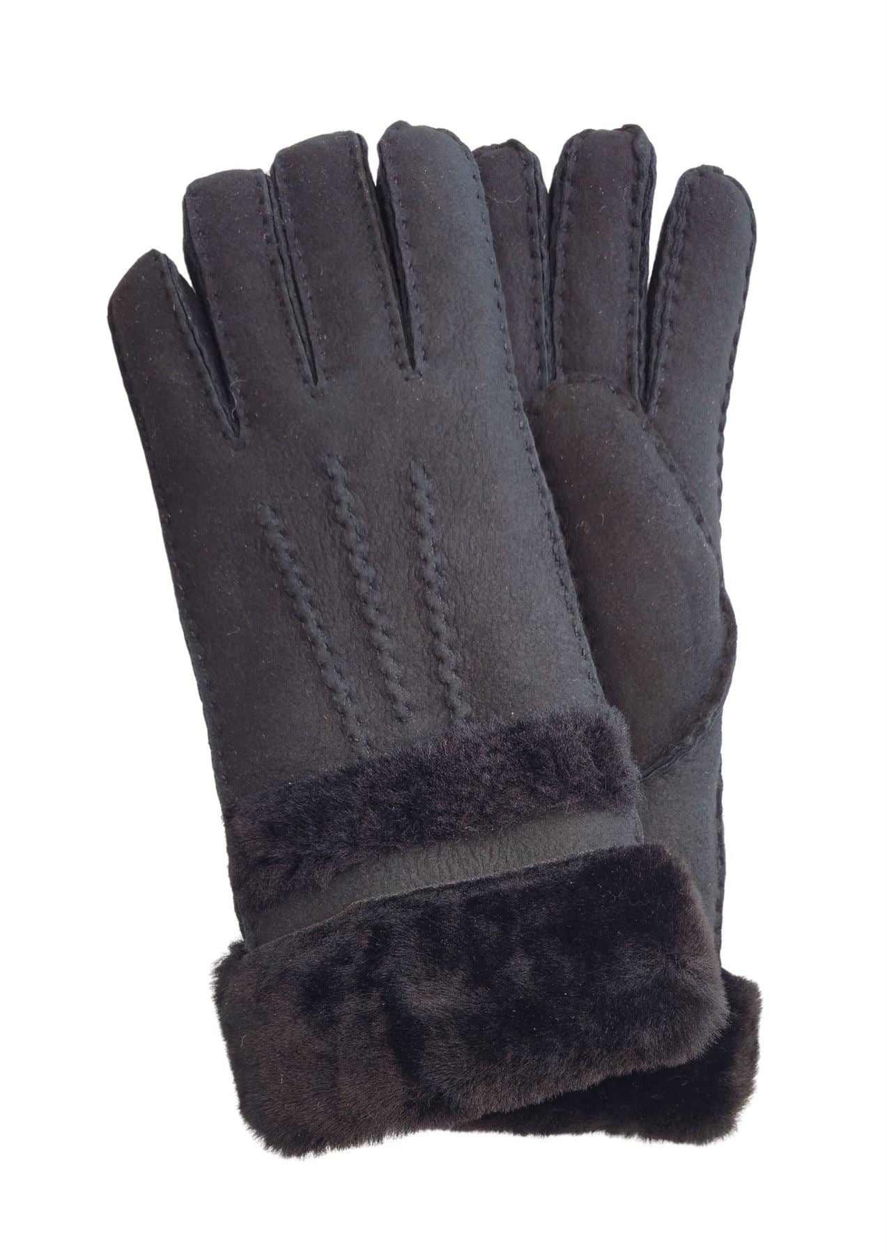 Women’s Plush Cuff Suede Leather Gloves