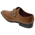 Mens Tan Brown Black Leather Shoes Italian Design Metal Buckle Slip On Smart - Knighthood Store