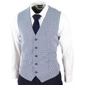 Mens 3 Piece Suit Grey Navy Contrasting Classic Summer Tailored Fit Regular Check - Knighthood Store