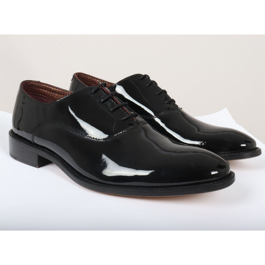 Men's Black Patent Leather Lace Up Derby Shoes