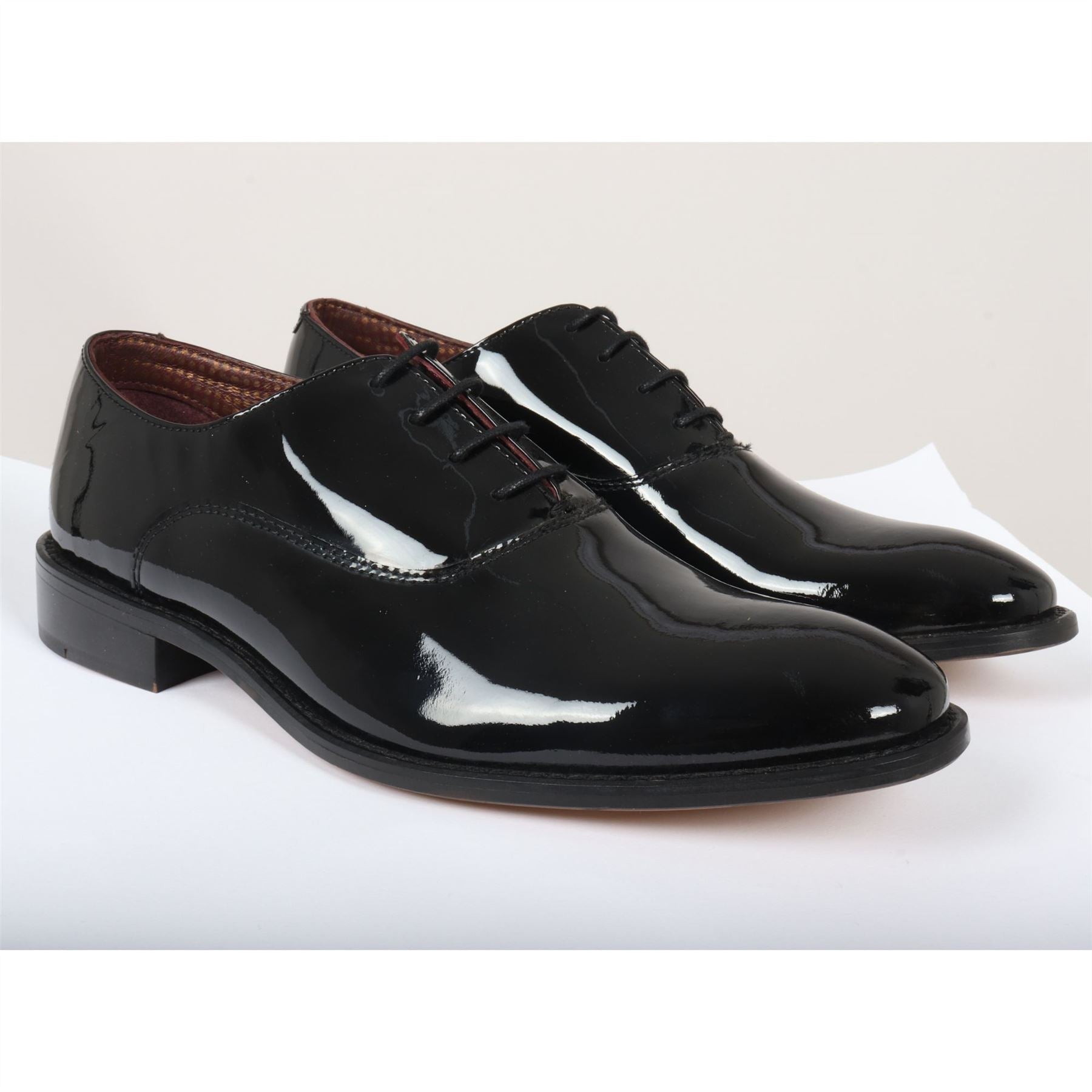 Men's Black Patent Leather Lace Up Derby Shoes