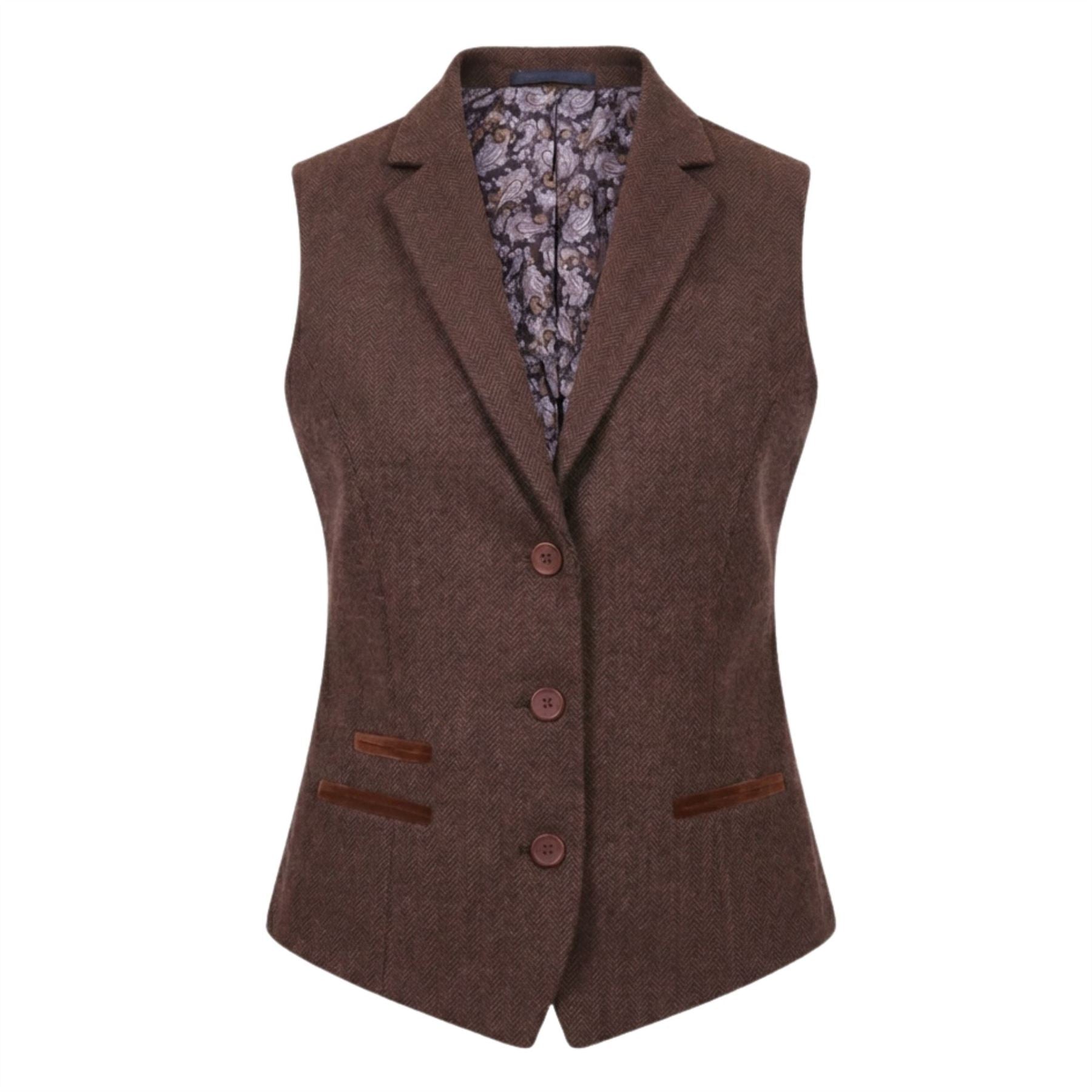 IMW-04 - Women's Brown Tweed Herringbone Blazer Waistcoat