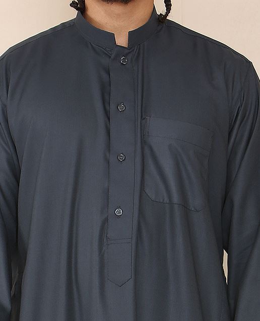 Mens Thobe Jubba Nehru Stand Collar Islamic Clothing Muslim Cotton Kaftan Dress Robe Saudi