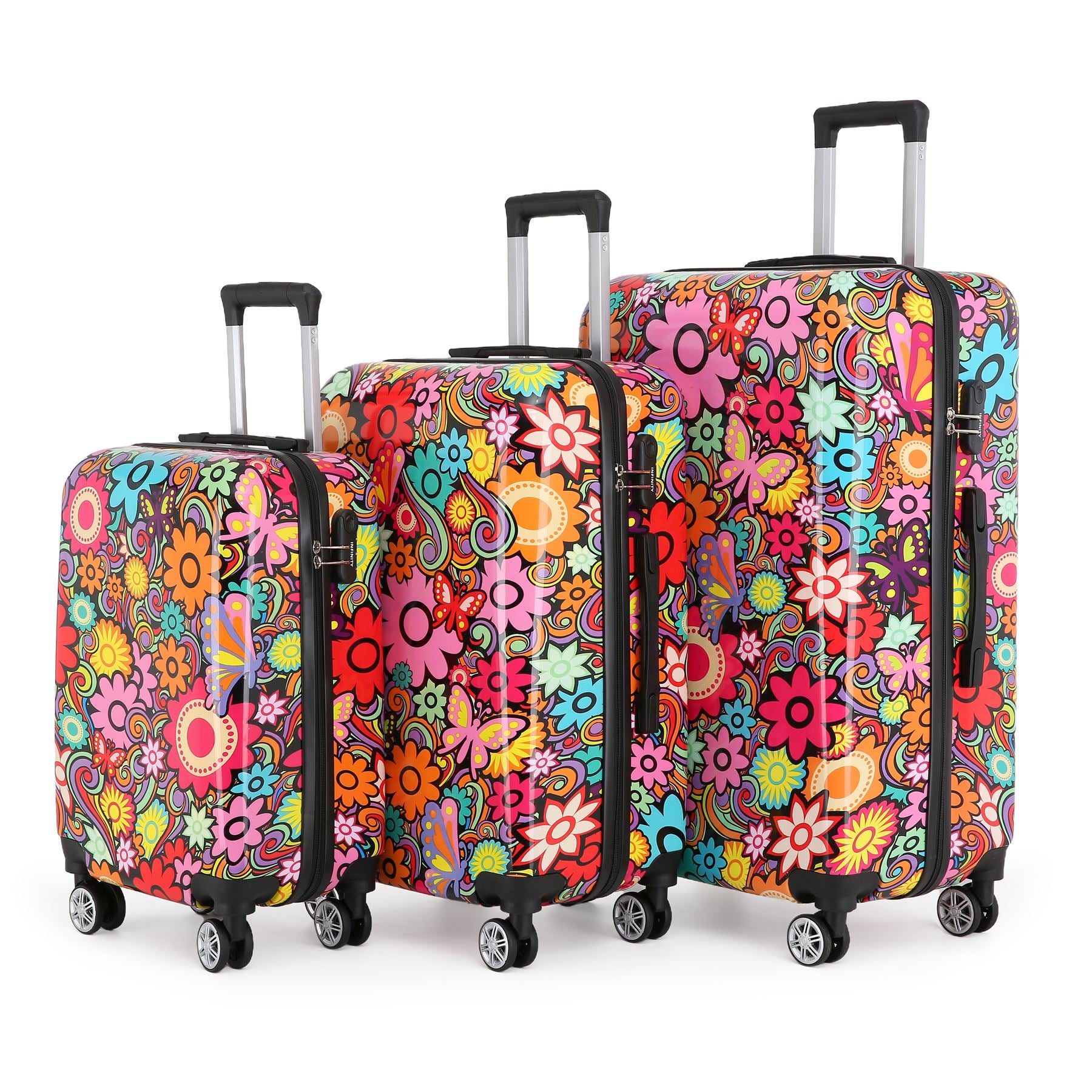 Hard Shell Suitcase Flower Heart Printed Luggage Travel Bag