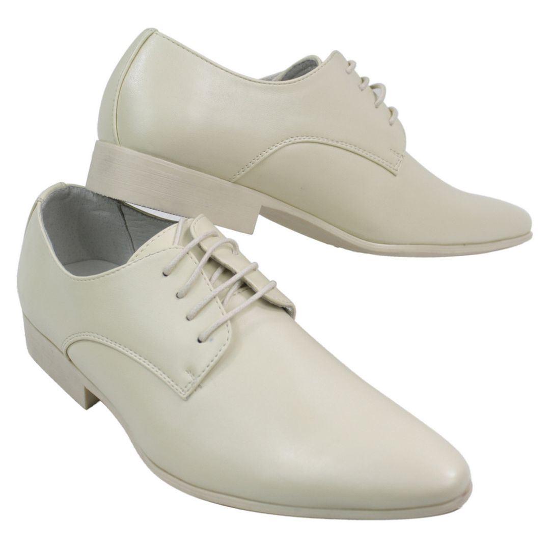 Mens Blue Black Cream Beige Leather Italian Design Shoes Pointed Laced Smart - Knighthood Store