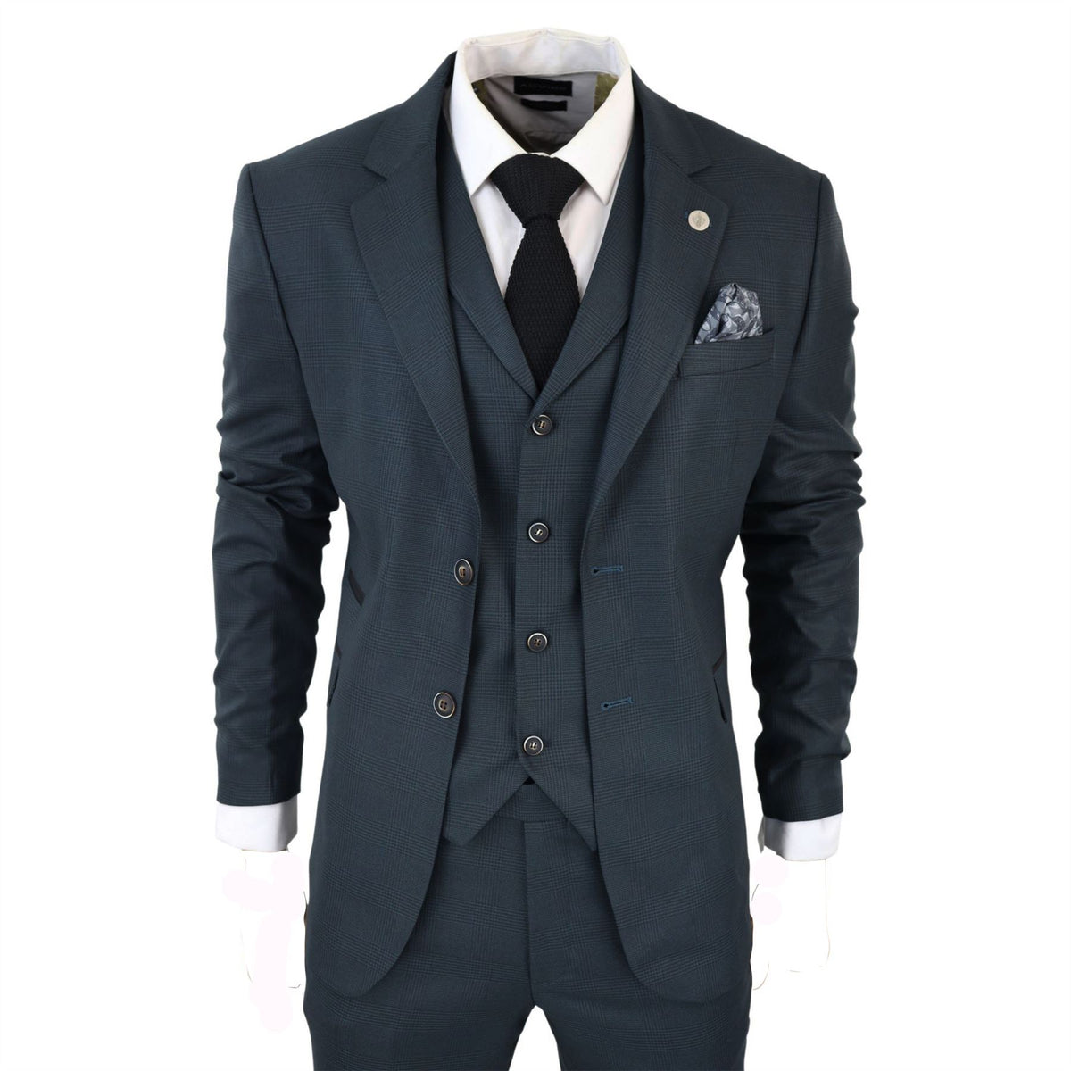 Truclothing AK-07 Men 3 Piece Olive Check Suit - 36" Jacket 30" Trousers