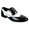 Mens Lace Patent Brogues Shoes Gatsby Classic 1920's Shiny White Black Red - Knighthood Store