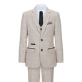 Boys Check Tweed Beige Brown 3 Piece Suit Wedding Vintage Retro Classic - Knighthood Store