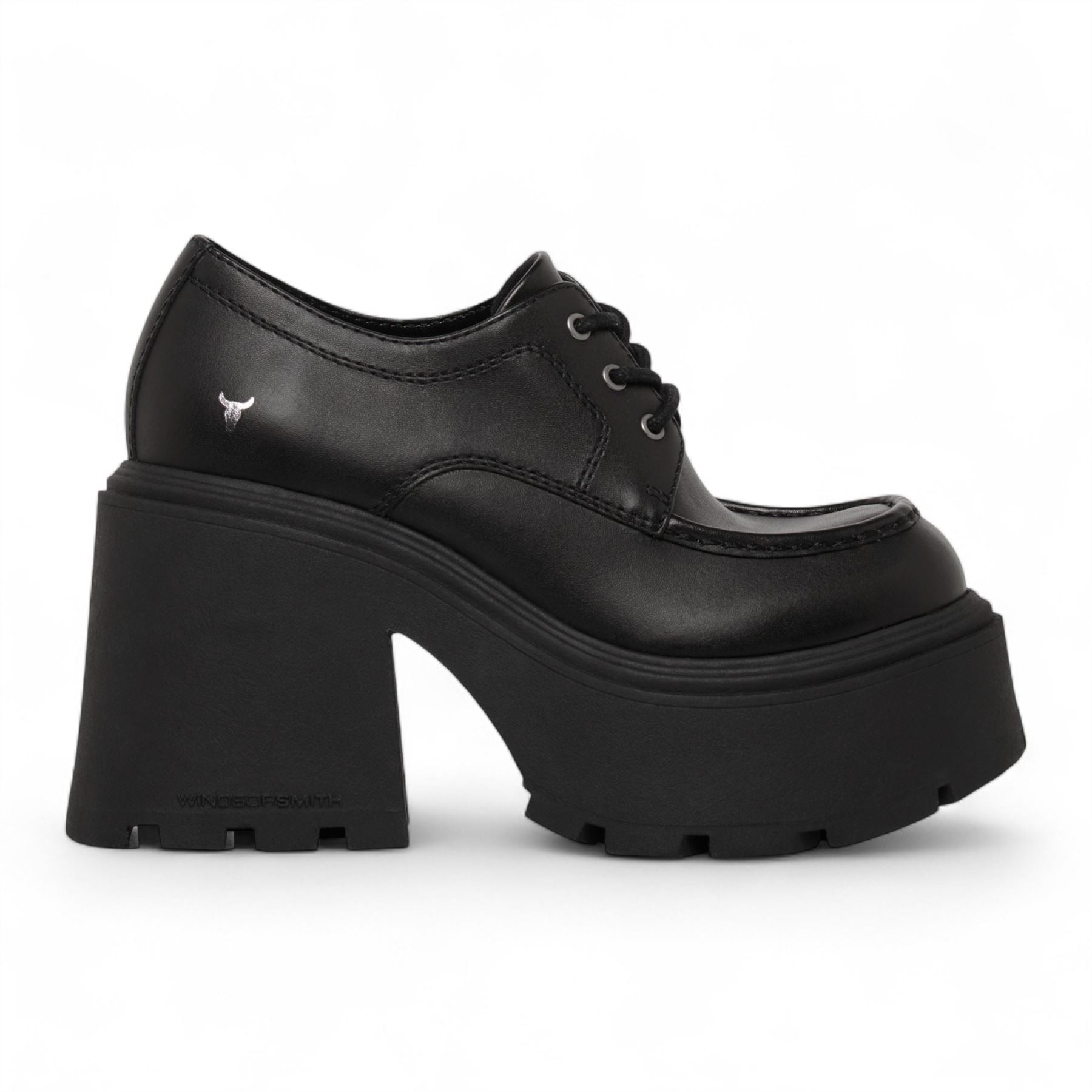 Starcrossed - Women's Black Leather Chunky Platform Shoes