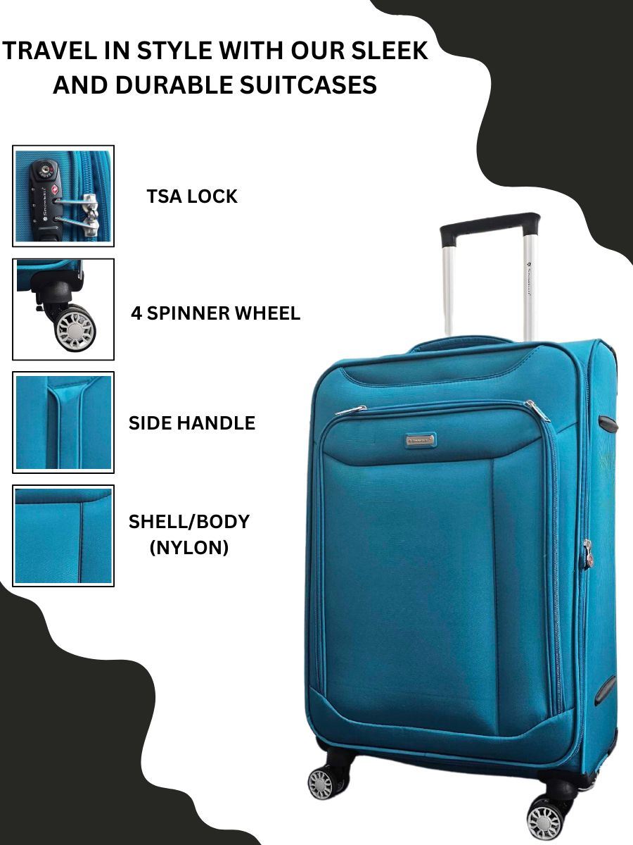 Soft Suitcase Dual 4-Wheel Spinners Expandable Luggage