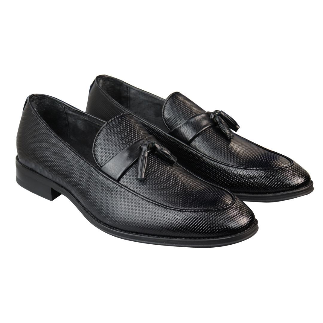 Men's Slip On Black Tassel Loafers Smart Casual Leather