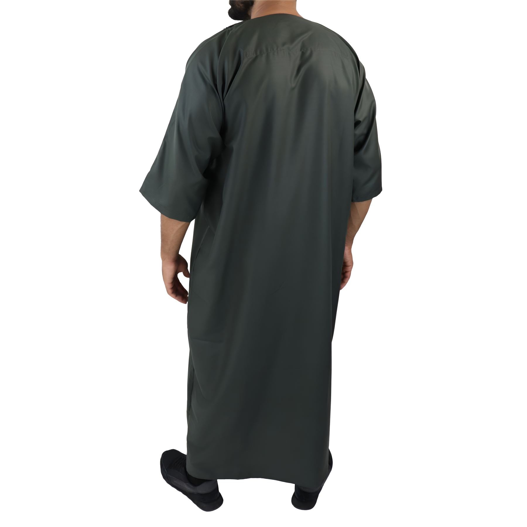 Mens Morrocan Thobe Jubba Islamic Clothing Kaftan Dubai Arabic Robe Half Short Sleeve
