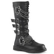 Mens Biker Boots Demonia Bolt-450 Goth Punk Rock Chain Knee High Combat Boots - Knighthood Store