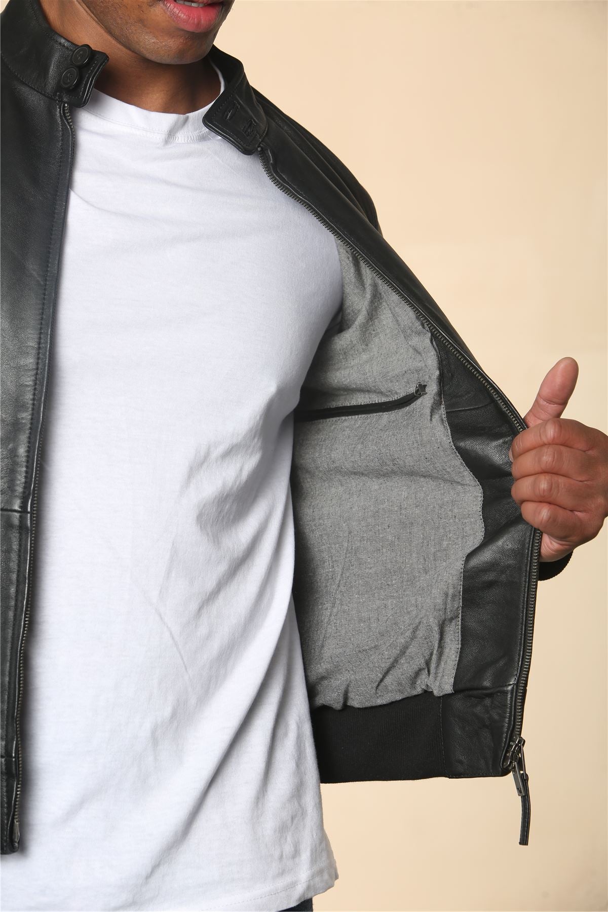 Men's Black Retro Real Leather Bomber Jacket