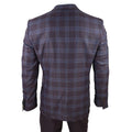 Mens 3 Piece Suit Purple Blue Check Check Contrasting Waistcoat Trouser Wedding - Knighthood Store