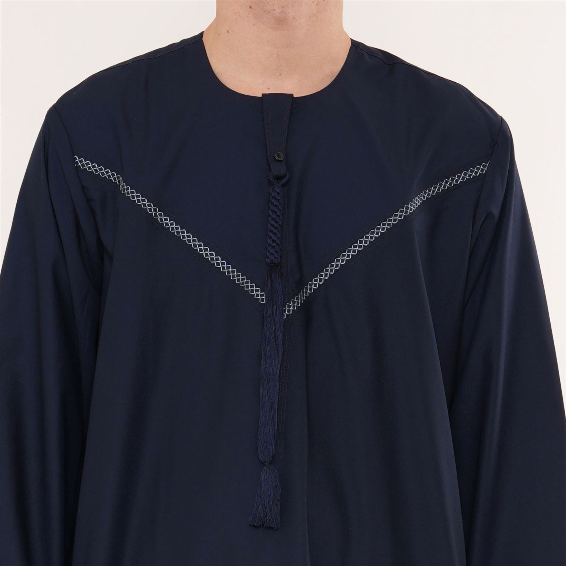 HM10 - Men's  Emirati Omani Zipped Embroidery Thobe