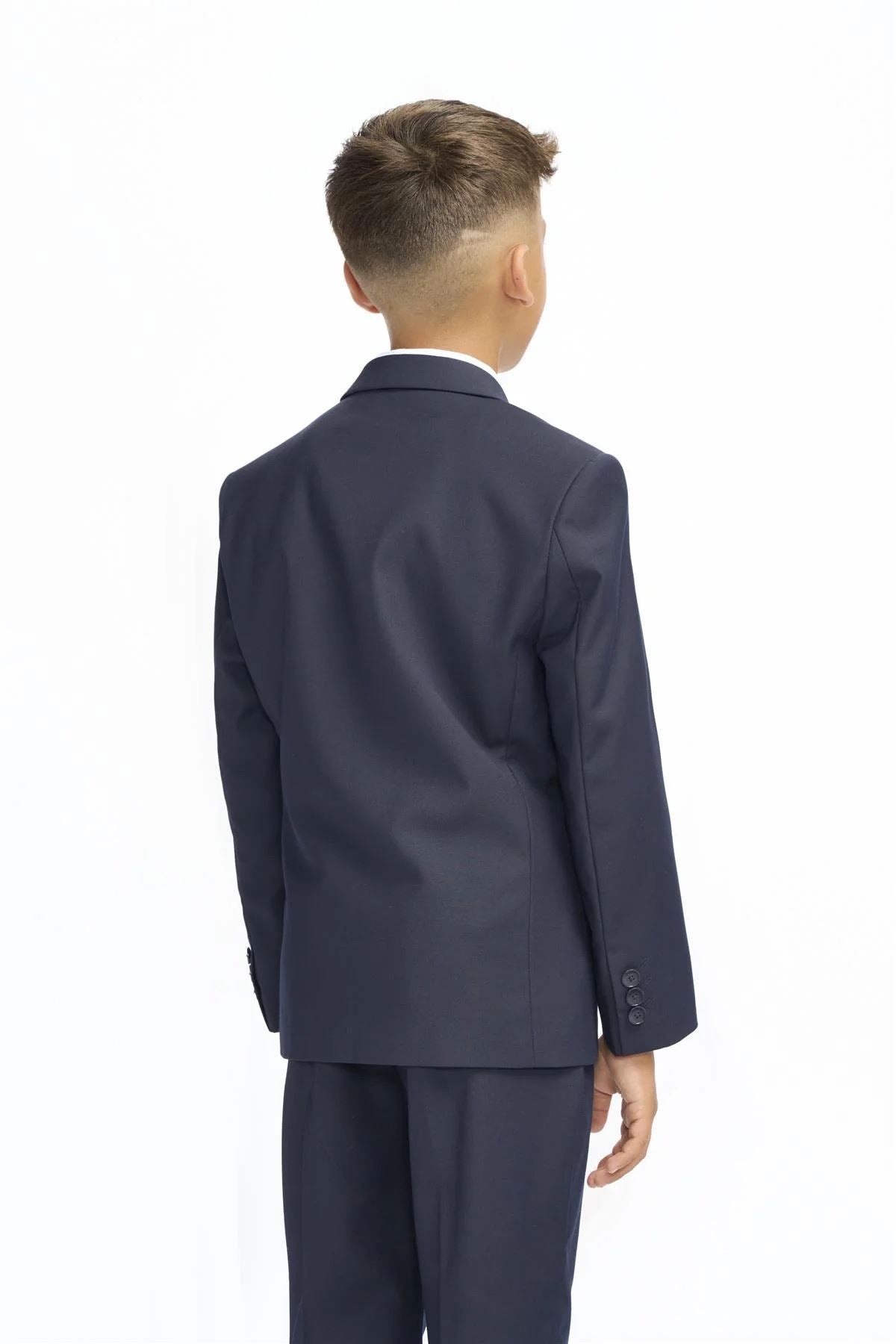 Boys Suit Navy 3 Piece Tailored Fit Classic Formal Outfit