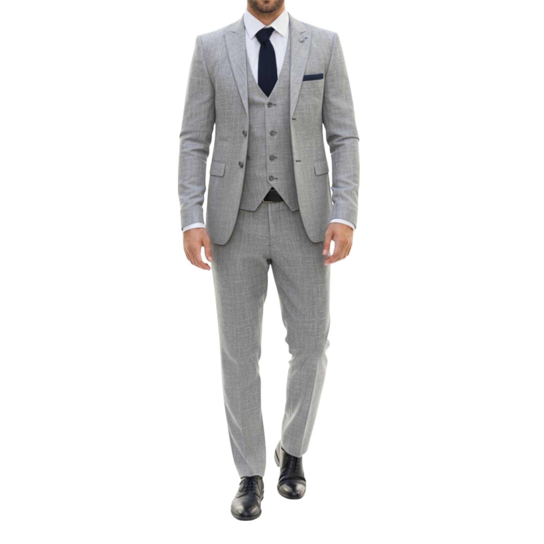 IM33 - Men's 3 Piece Grey Tailored Fit Suit