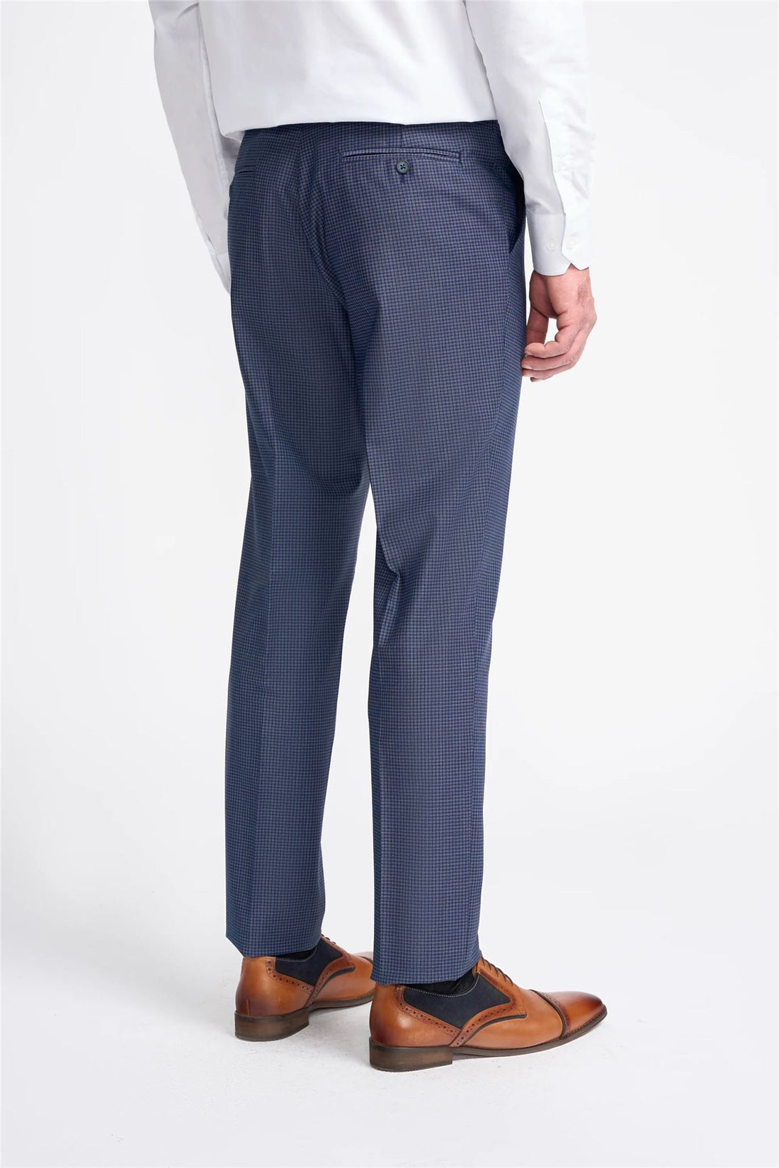 Men's Trousers Navy Check Formal Suit Pants