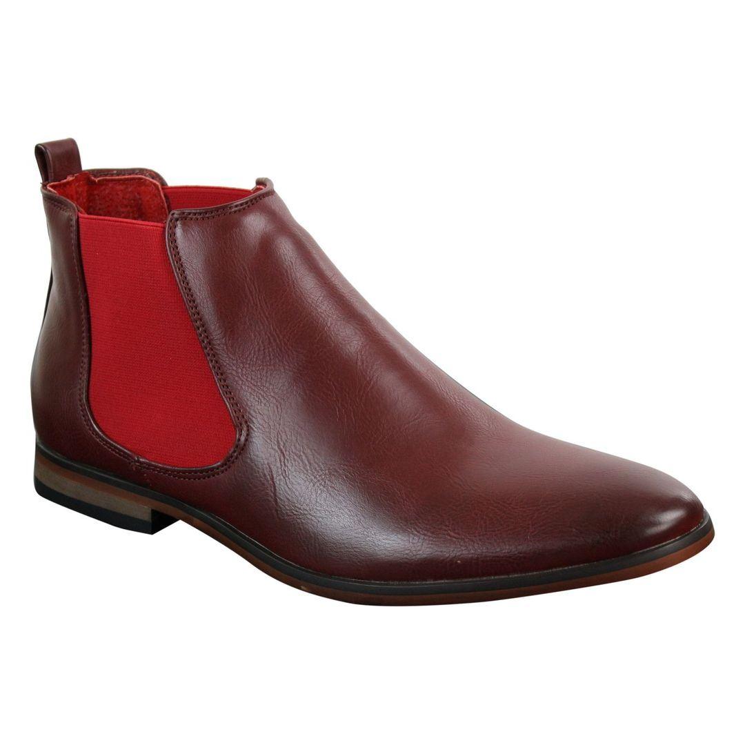 Mens Italian Leather Slip On Ankle Boots Smart Casual Desert Chelsea Dealer Brown - Knighthood Store