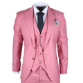 Men's Classic 3 Piece Suit Blush Pink Pocket Chain Wedding Tailored Fit Vintage Formal - Knighthood Store