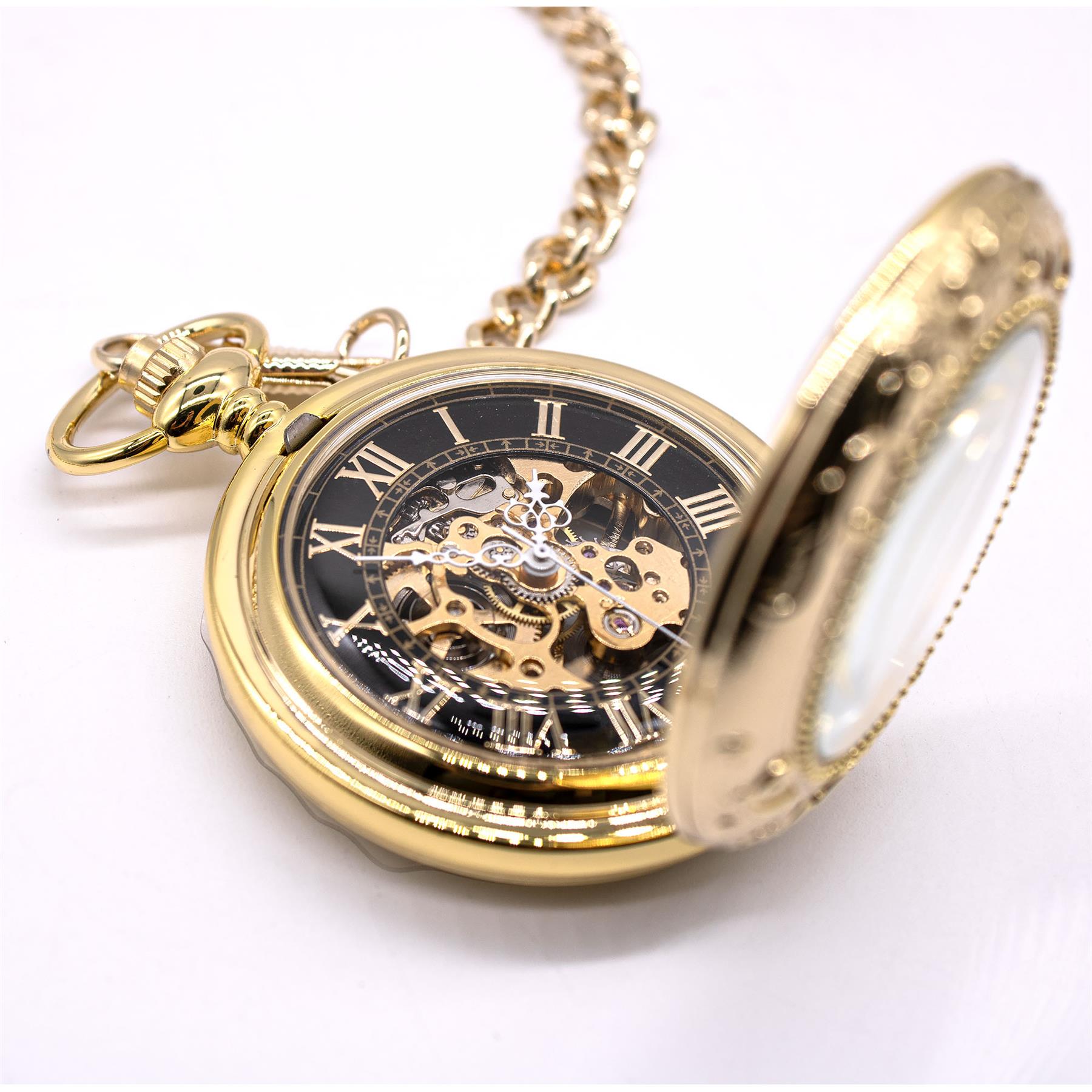 Mechanical Skeleton Half Hunter Vintage Pocket Watch