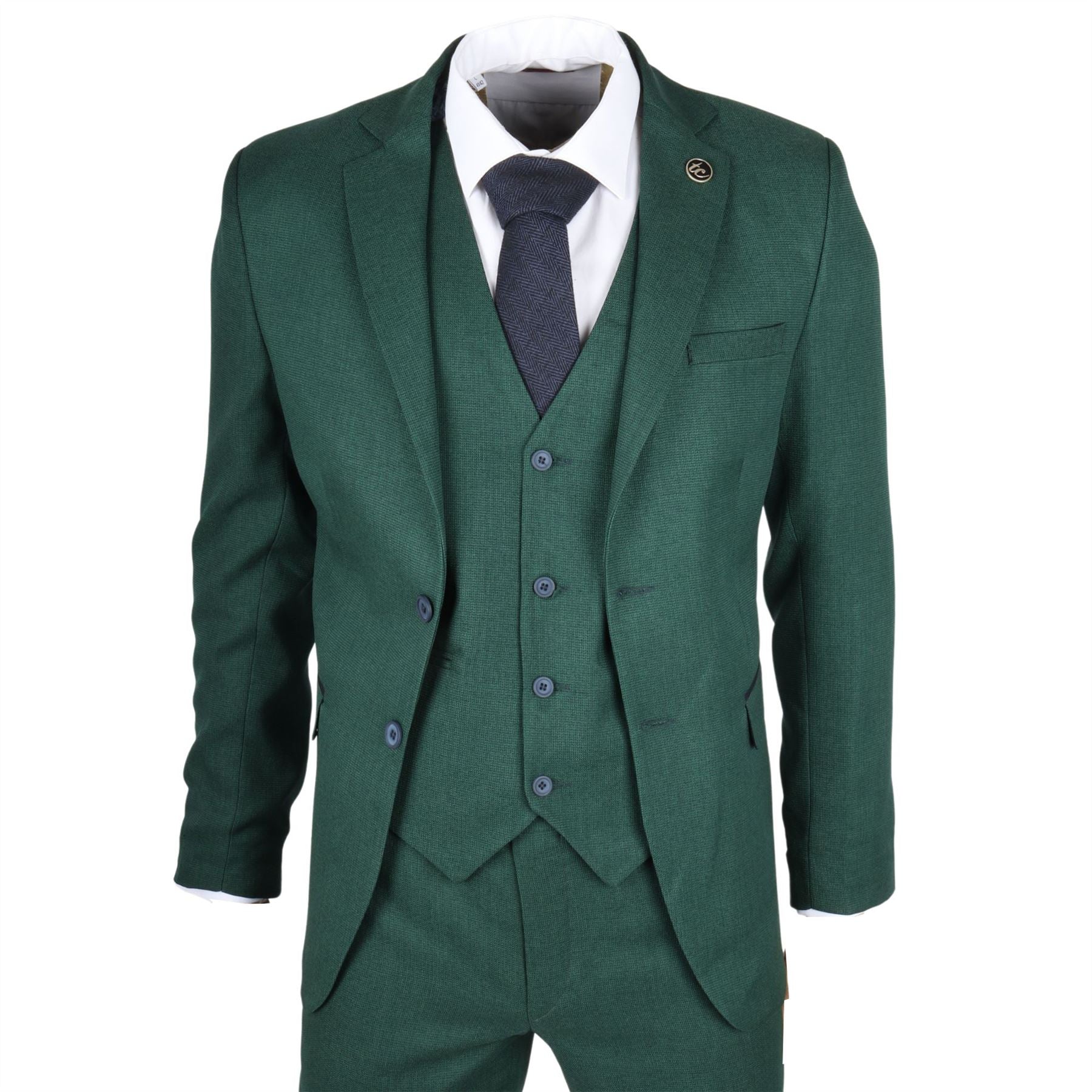 Men's Suit 3 Piece Green Classic Birdseye Wedding Formal Dress