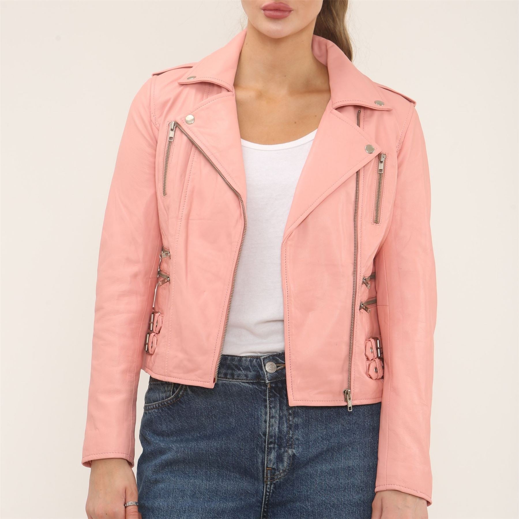 Women's Real Lamb Nappa Leather Vintage Biker Jacket