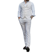 Mens Summer Suit Waistcoat Trousers Linen Smart Formal Cream Beige Wedding
