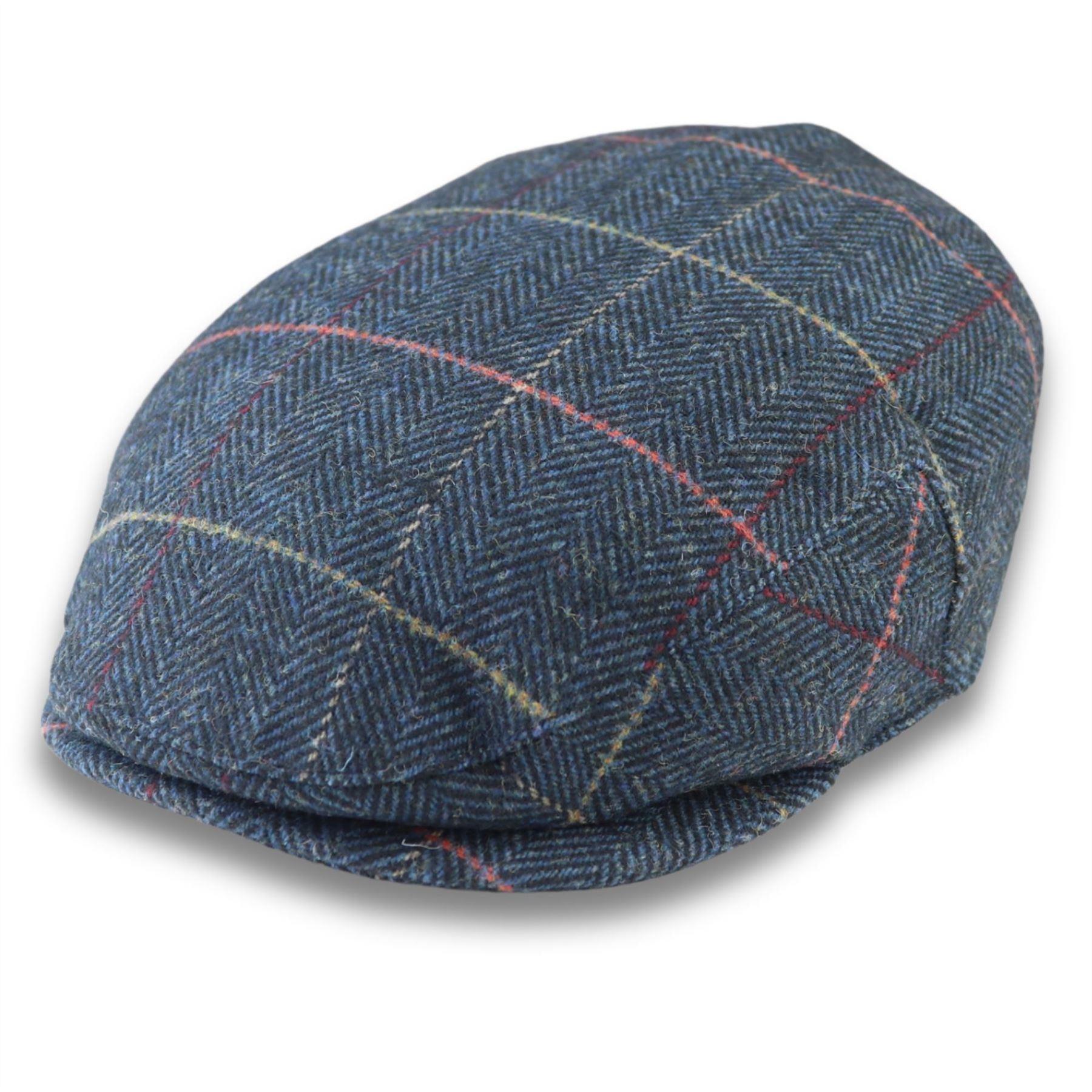 Men's Flat Cap Wool Blend Tweed Herringbone Check Gatsby Ivy Del Boy Newsboy Hat - Knighthood Store