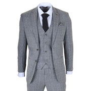 Parker - Men's Grey Classic Check Slim Fit 3 Piece Suit
