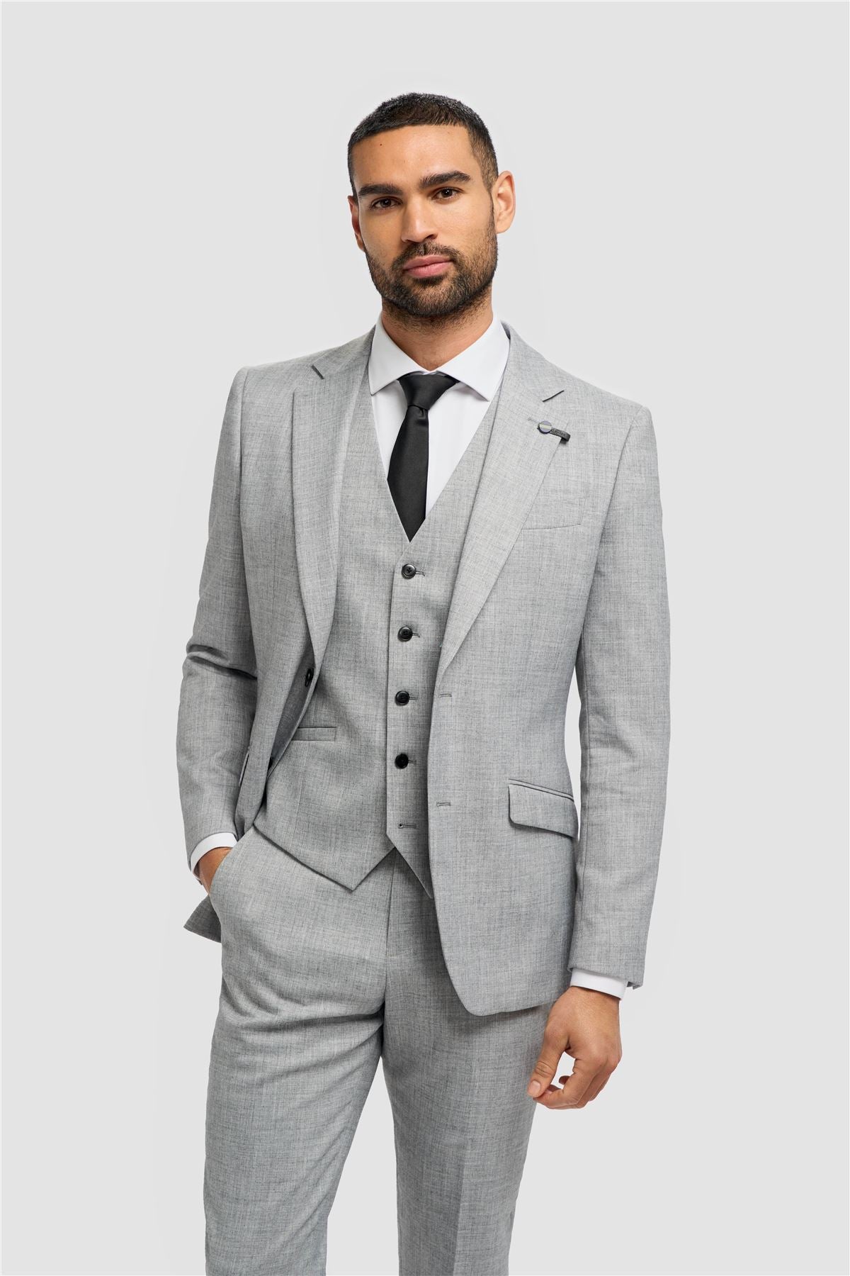 Men's Suit Grey 3 Piece Tailored Fit Formal Classic Gent Dress