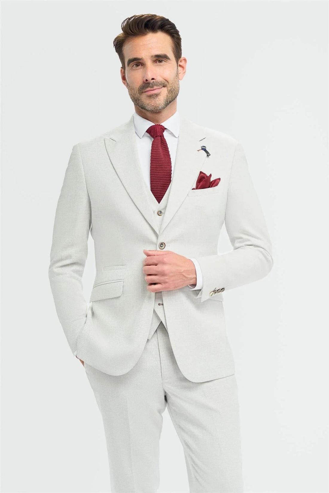 Men's Suit 3 Piece Grey Tailored Fit Wedding Prom Classic