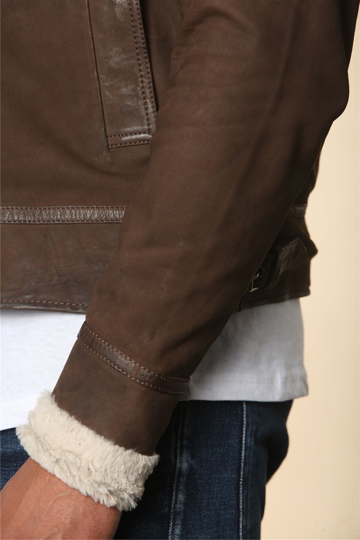 Men's Suede Pilot Aviator Leather Jacket