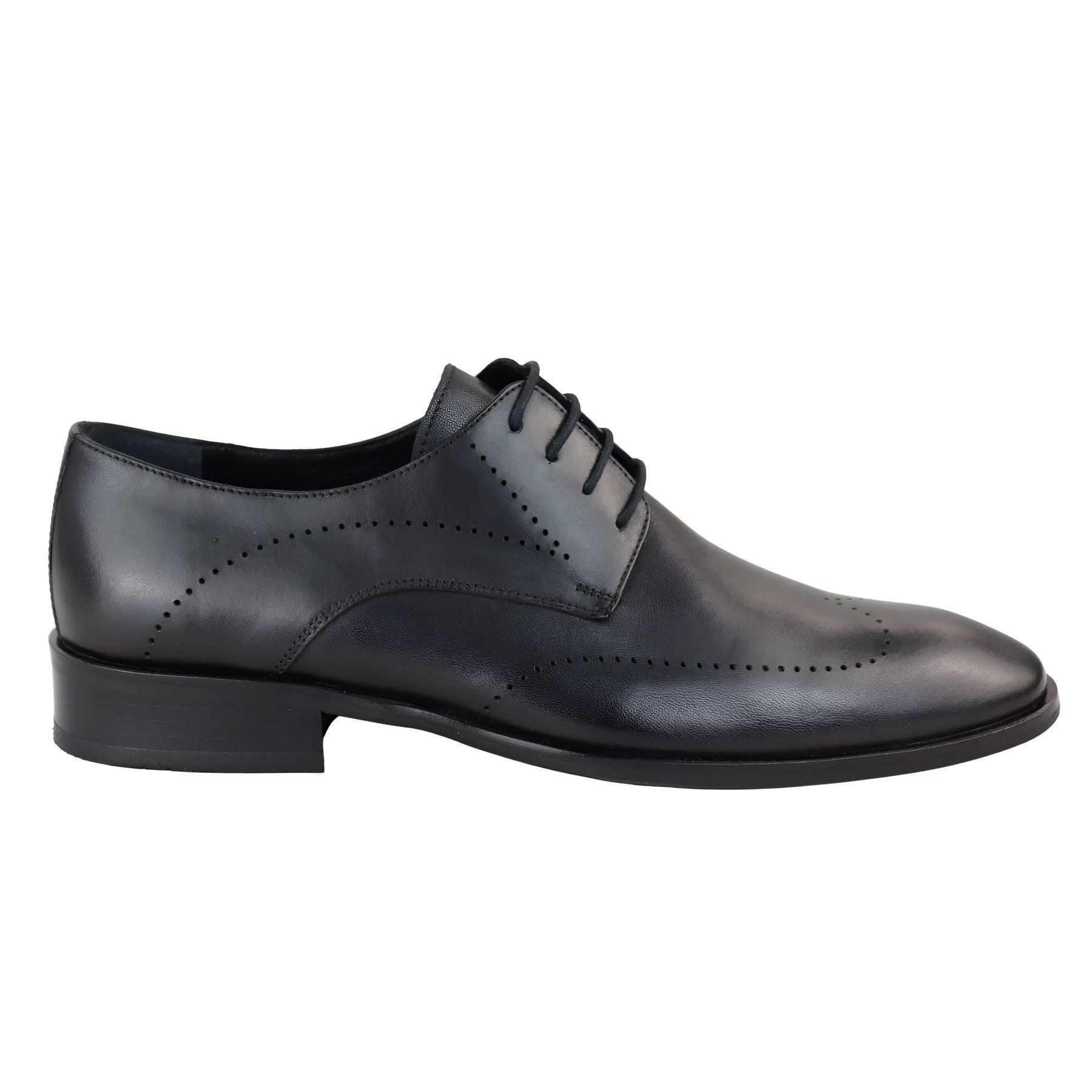 Men's Black Matt Derby Shoes Brogues Genuine Leather Formal Dress Shoe - Knighthood Store