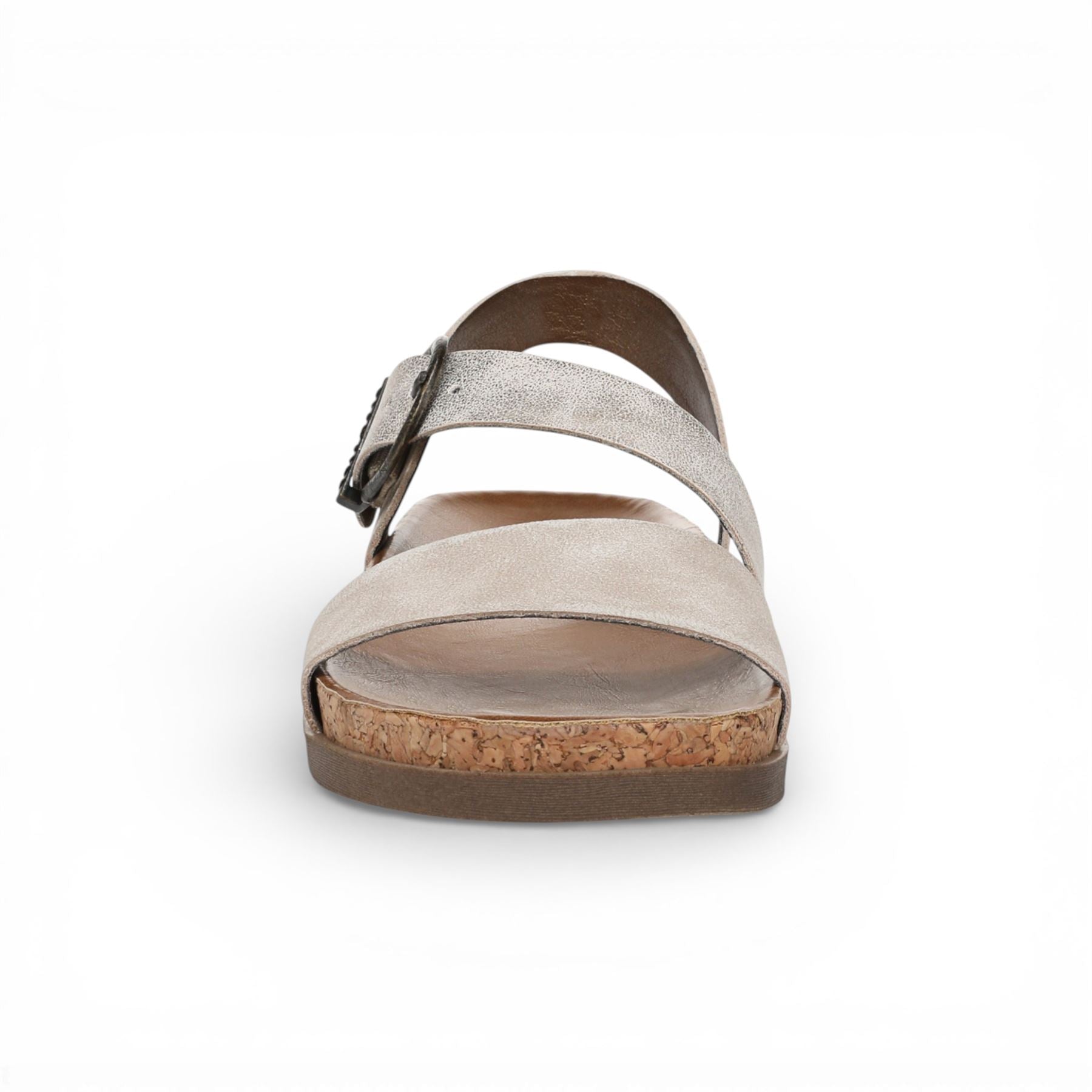 Lance - Women's Cloud Silver Footbed Strappy Flat Sandals